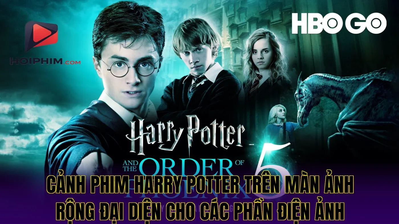 Cảnh phim Harry Potter trên màn ảnh rộng đại diện cho các phần điện ảnh