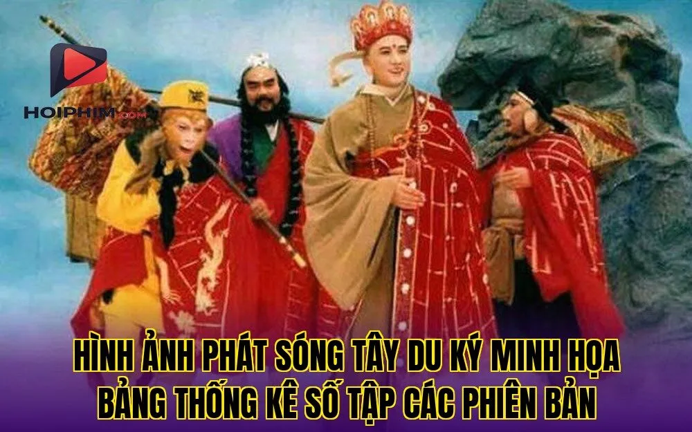 Hình ảnh phát sóng Tây Du Ký minh họa bảng thống kê số tập các phiên bản
