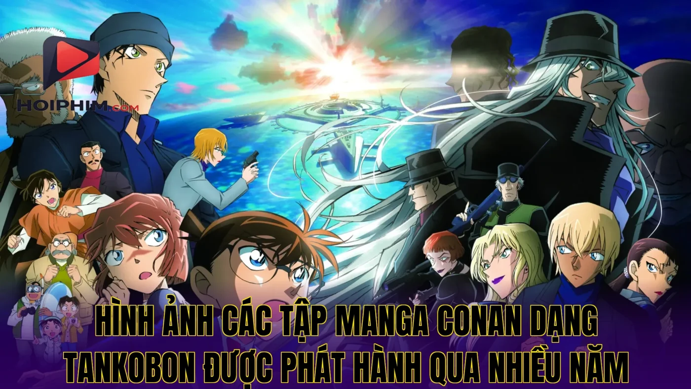 Hình ảnh các tập manga Conan dạng tankobon được phát hành qua nhiều năm