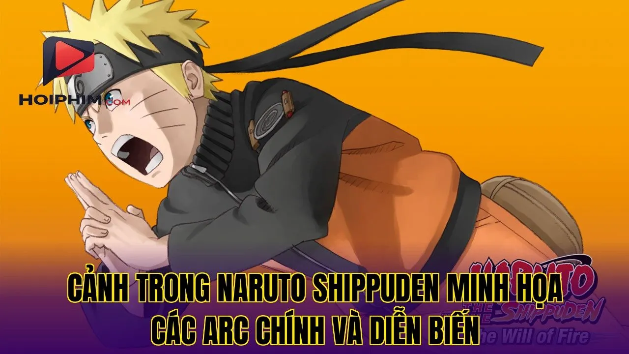 Cảnh trong Naruto Shippuden minh họa các arc chính và diễn biến