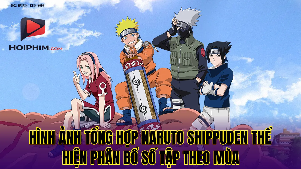Hình ảnh tổng hợp Naruto Shippuden thể hiện phân bổ số tập theo mùa
