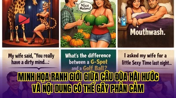 Minh họa ranh giới giữa câu đùa hài hước và nội dung có thể gây phản cảm